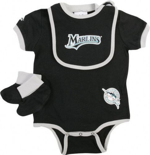 Florida Marlins Baby Bib and Bootie Creeper Set