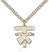 Genuine IceCarats Designer Jewelry Gift Gold Filled Franciscan Cross Pendant 3/4 X 3/4 Inch With 24 Inch Stainless Gold Heavy Curb Chain. Made In Usa.