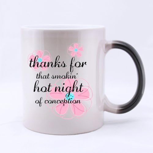 Pregnancy Reveal - Hipster Thanks for that smoking Hot Night of Conception Morphing Coffee Mug or Tea Cup - 11 ounces