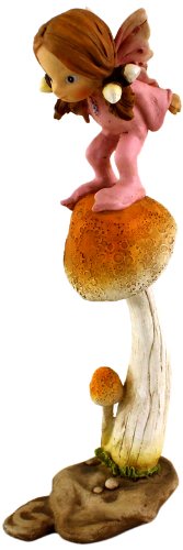 Top Collection Enchanted Story Garden Little Fairy Leaping Off Mushroom Outdoor Decor