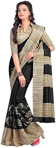 Sonal Trendz Black &amp; Beige Color Printed Bhagalpuri Saree