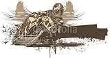 Wallmonkeys Peel and Stick Wall Decals - Grunge Motorcycle Background - Removable Graphic