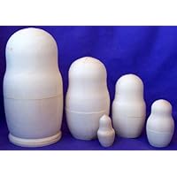 Plain Large Russian Unpainted 5 Pc/6in Nesting Doll Paint Yourself