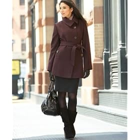 Nine West Ladies Wool Melton Single Breasted Belted Jacket by Nine West