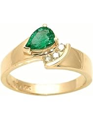14K Yellow Gold Emerald and Diamond Ring -- LIFETIME WARRANTY