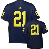 Michigan Wolverines Navy adidas #21 Football Jersey T-Shirt