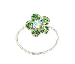 Toe Ring - T26 - Crystal Illusion - Flower ~ Peridot (Green)