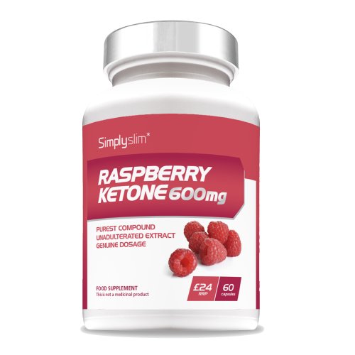 Simply Slim 600mg Raspberry Ketone - Maximum Strength Diet Pills with Pure Raspberry Ketones - Pot of 60 Capsules