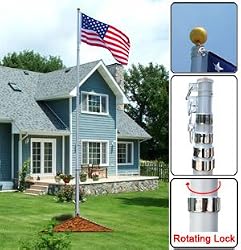 25 ft Aluminum Telescoping Flagpole Kit with US Flag