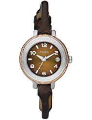 Fossil Mini Bridgette Brown Leather Womens watch #AM4353