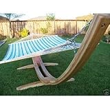 Wooden Arc Hammock Stand, New + Quilted Double Hammock, Double Padded. Natural Finish