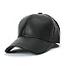 Zeroyoyo Adjustable Unisex Sporty Casual Hat Black Faux Leather Baseball Cap