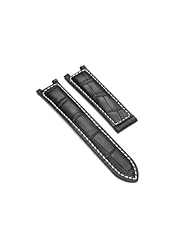 Italian Leather Strap Band for Cartier Pasha 20mm Black W/S