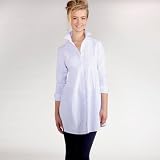 Striped cotton poplin tunic shirt white/blue stripes 20