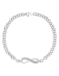 Diamond Infinity Bracelet in 10K White Gold or Sterling Silver (0.06 cttw)