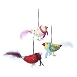 Department 56 Whimzily Christmas Collection Felted Wool Bird Ornaments, Set of 3, 2-3/4 Inches Each