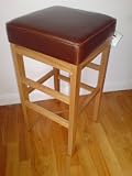 Solid Oak Bar Stool with Brown Leather Seat Was £79 now £49 Be Quick last few!!..