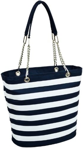 Picnic at AscotLarge Insulated Fashion Cooler Bag - 22 Can Tote - Blue Stripe