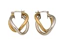 9ct Yellow and White Gold CDE 184 Ladies Crossover Hoop Earrings