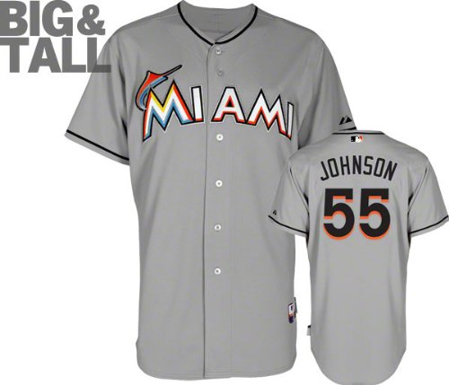 Josh Johnson Jersey: Big & Tall Miami Marlins #55 Road Grey Authentic Cool Baseâ