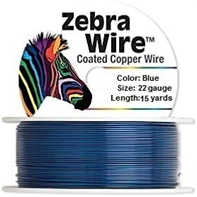 Zebra Coated Copper Wire Blue 22 Gauge 15 Yards