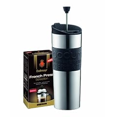 Bodum Travel Press Kaffeebereiter (0,45 l) und Dallmayr Kaffee French Press Selection gemahlen (250 g), 1er Pack