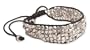 Facet Silver Metal Bead Black Cord Pull Tie Bracelet