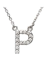 14K White Gold Diamond Initial Necklace "P" -- LIFETIME WARRANTY