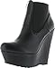 Bamboo Booth-28L Women's Platform Wedge Heel Elastic Chelsea Style Ankle Booties
