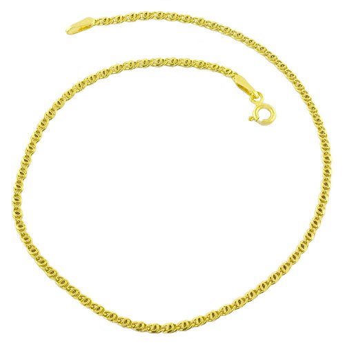 Beautiful 14 Karat Yellow Gold Mariner Link Anklet 10 Inch - 2mm