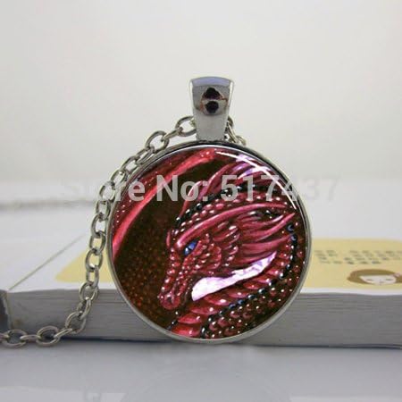 Pretty Lee Glass Photo Cabochondragon Pendant Dragon Necklace Dragon Charm Silver