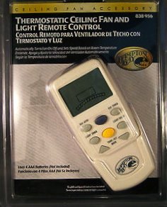 Hampton Bay Thermostatic Ceiling Fan And Light Remote Control 838