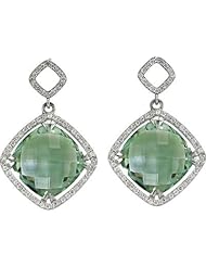 Jewelplus Halo-Style Antique Square Shaped Dangle Earrings Sterling Silver Complete With Stone Pair