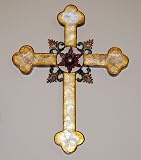 Fleur De Lis Wall Cross Large Capiz Shell