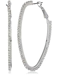 Steve Madden Silver Crystal Oval Hoop Earrings