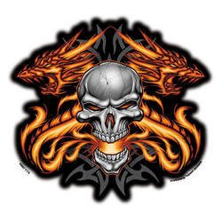 Skull Breathes Tribal Fire Dragons Sticker/Decal ~ Ghost Rider Style Decal/Sticker