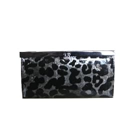 Courtney Silverish Black Leopard Print Frame Wallet -- SwankySwans