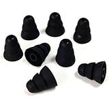 Xcessor Triple Flange Conical Replacement Silicone Earbuds 4 Pairs (Set of 8 Pieces). Compatible With Most In Ear Headphone Brands. Size: LARGE. Black