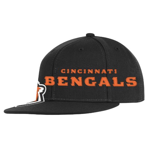 NFL Men's Cincinnati Bengals End Zone Flat Visor Flex Hat - Tw78Z (Black, Large/X-Large)