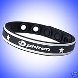 PHITEN - Athletic Silicone Sports Titanium Bracelets - Black/White