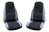 Universal Seat Covers-Pair-Brushed Suede-2 Tone-Black/Grey