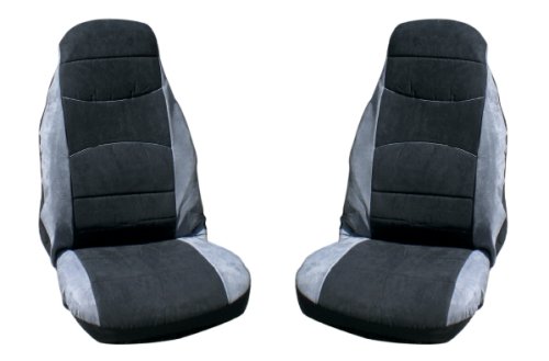 Universal Seat Covers-Pair-Brushed Suede-2 Tone-Black/Grey