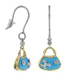 14K Two Tone Gold Turquoise Handbag Earrings