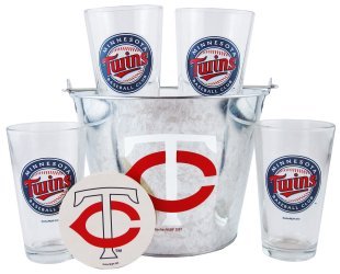 Minnesota Twins Pint Glasses and Beer Bucket Set | MLB Minnesota Twins Gift Set