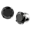 Sterling Silver Black CZ Round Earrings