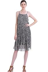 Leopard Print Elasticized   Waistline Pleated Spaghetti Strap Midi Dress 