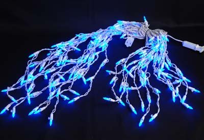 Novelty Lights, Inc. M5-ICE-W-BL LED Christmas Icicle Light Set, White Wire, Blue, 150 Light