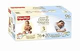 Fisher-Price Happy Days & Happy Nights Baby Diapers Value Pack, Size 3, 96 Count
