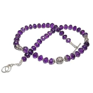 Silver Necklace for Women Amethyst Gemstone Jewelry 19 inches (gnklc279) by ShalinCraft