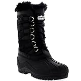 Womens Nylon Cold Weather Waterproof Snow Duck Winter Rain Fur Cuff Lace Boot - 9 - BLK40 YC0132